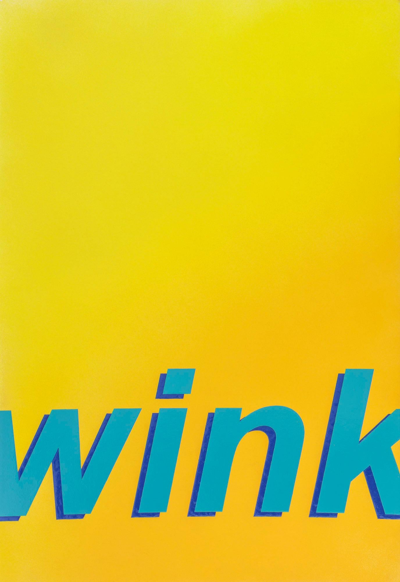 Untitled (Wink), 2017 is a unique contemporary textual painting on paper. The artist first creates a unique background atmosphere with matte spray paint and then meticulously hand-paints text in his material of choice, nail enamel.

Artwork is sold