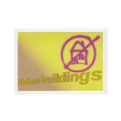 Untitled (Modern buildings), Framed Contemporary Painting On Paper, 2018