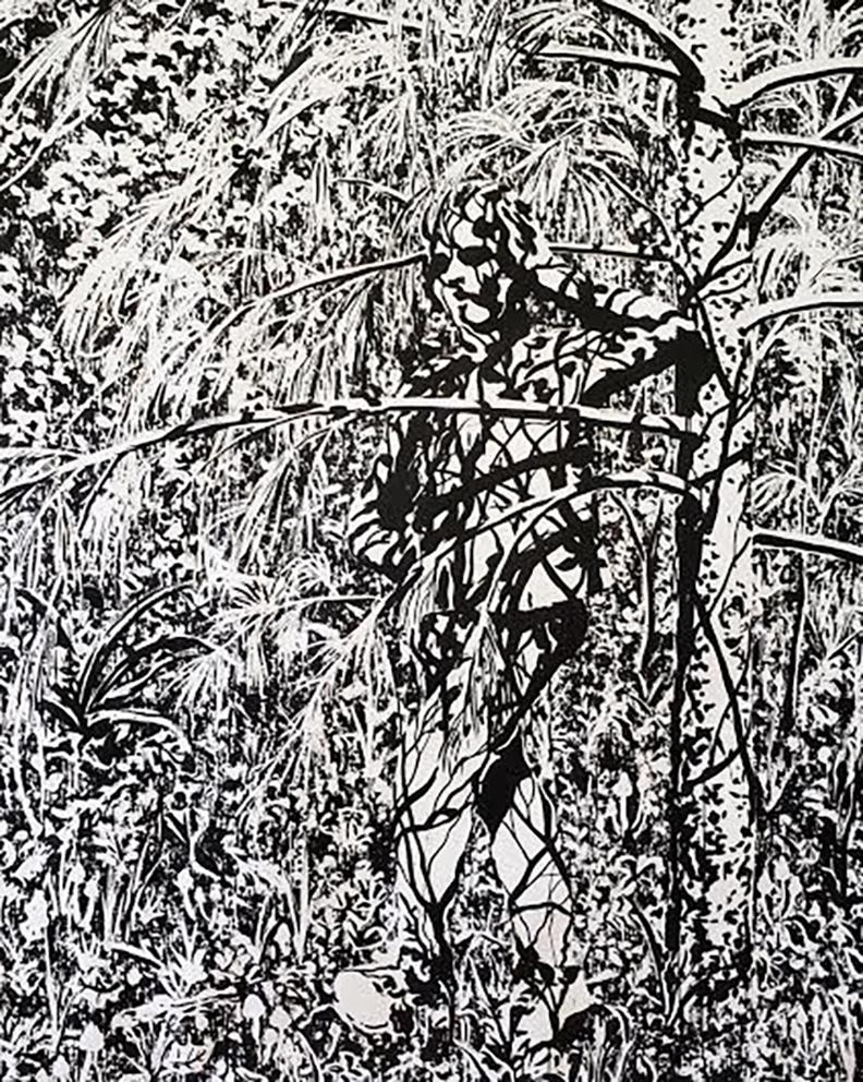 Watcher is a large-scale ink on paper artwork rendered from memory or imagination, without the use of photo reference, by American-born, New York-based artist Tom Costa. 

Dimensions: 59 x 48 in.  

Artist's Statement:  I grew up in the foothills of