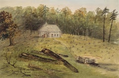Log Hut in the Eastern Townships of Canada, Watercolor, 1840, by Mary Chaplin