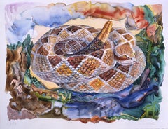 Vintage Large-scale Watercolor by Don Nice, Western Rattlesnake, 1988