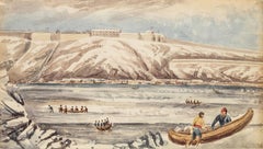 Crossing the St. Lawrence in Winter, Watercolor, 1840