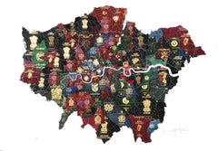 London Passport Map -contemporary multi passport London with gold digital print