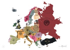 Europa 1920er Jahre  - zeitgenössisches mehrpassiges Europa mit goldenem Digitaldruck