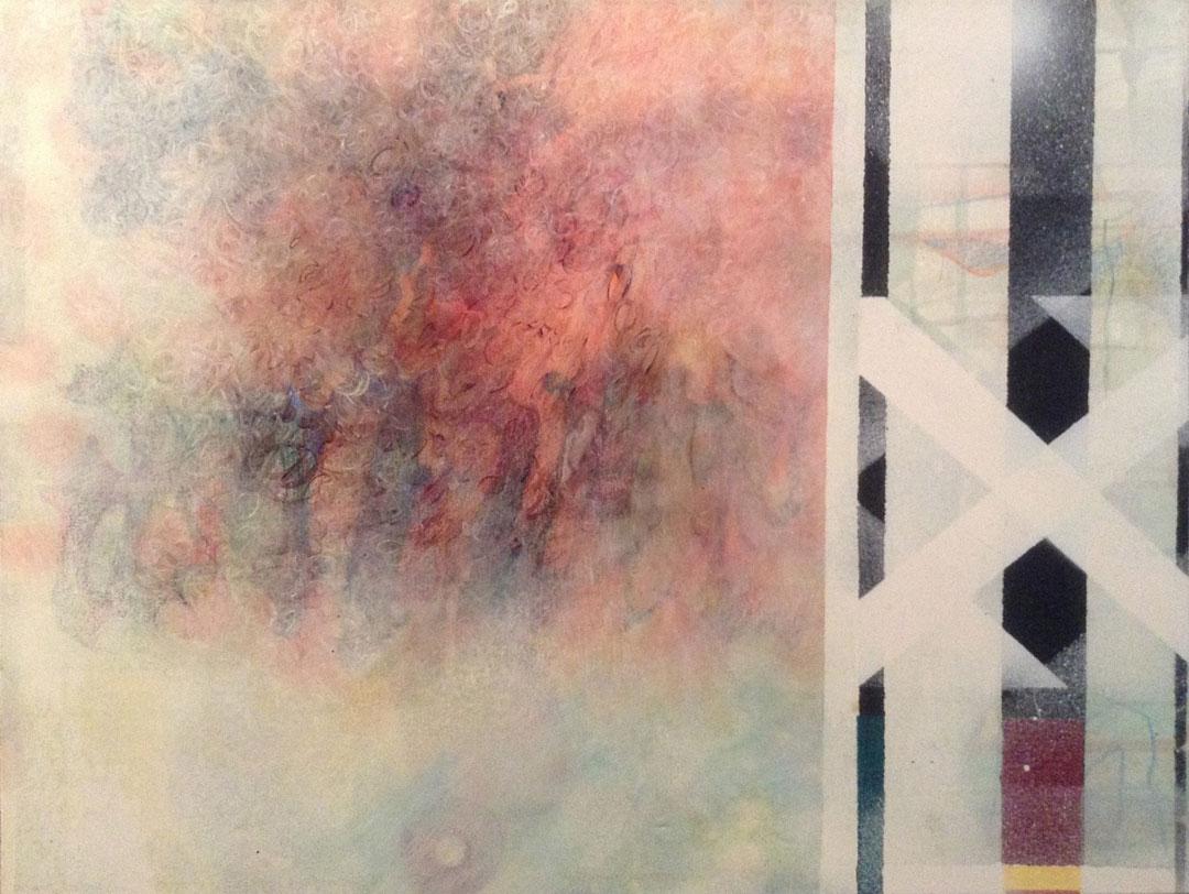 Flagge – zeitgenössisches abstraktes Gemälde in hellen Pastellfarben in Mischtechnik auf Leinwand