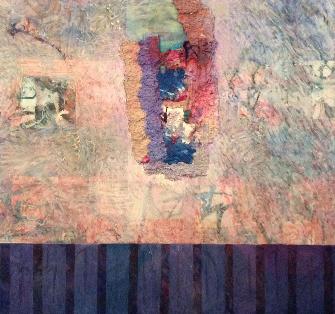 Sconia - pittura astratta contemporanea a tecnica mista colorata su tela - Mixed Media Art di John Butterworth