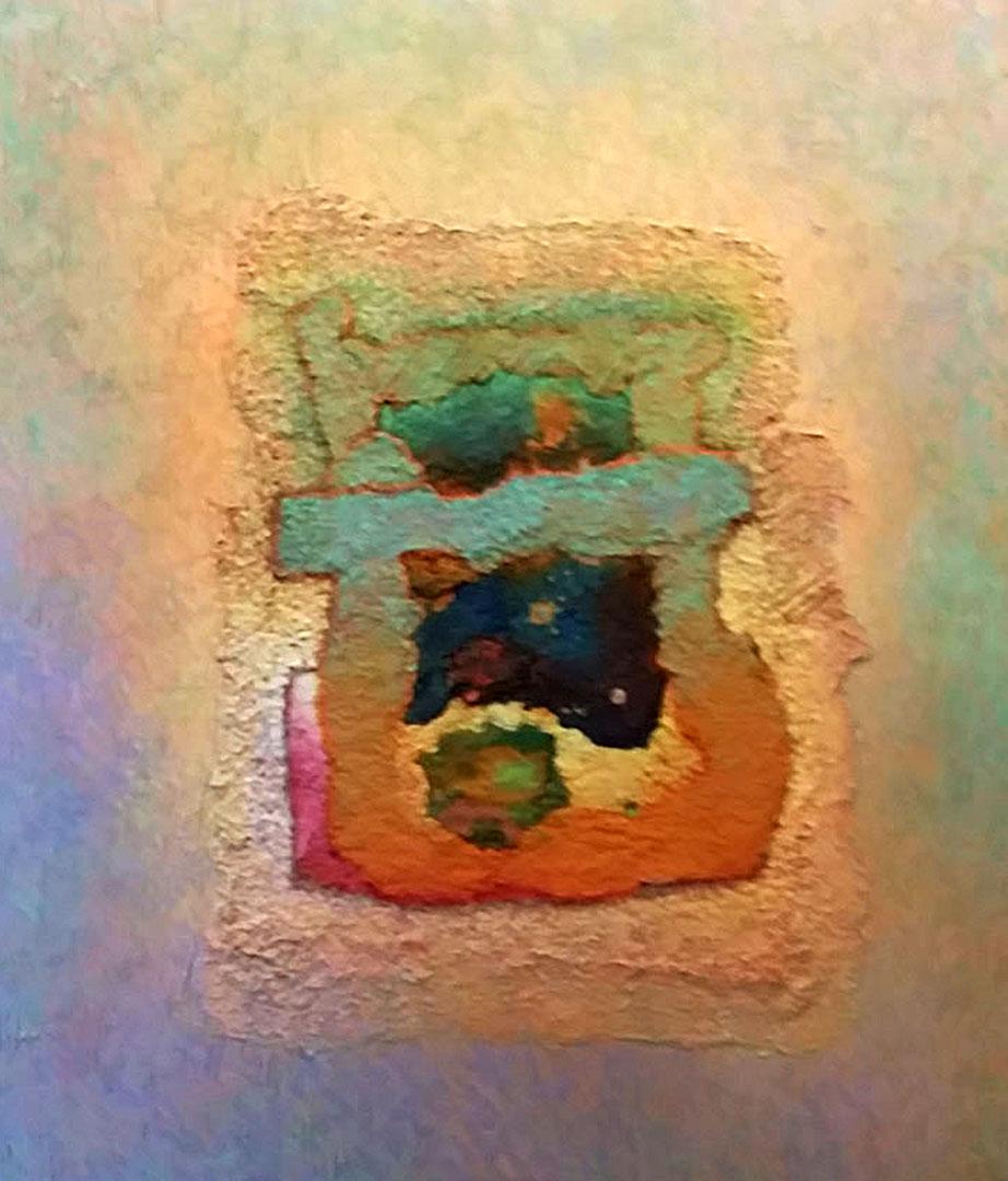 John Butterworth Abstract Painting - Talisman - contemporary abstract light colors textured mixed media painting