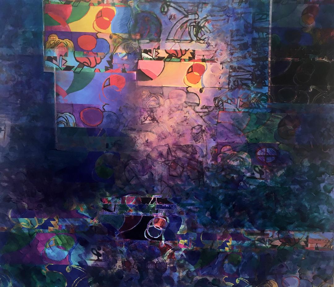 Megiddo - contemporary deep purple abstract mixed media on canvas