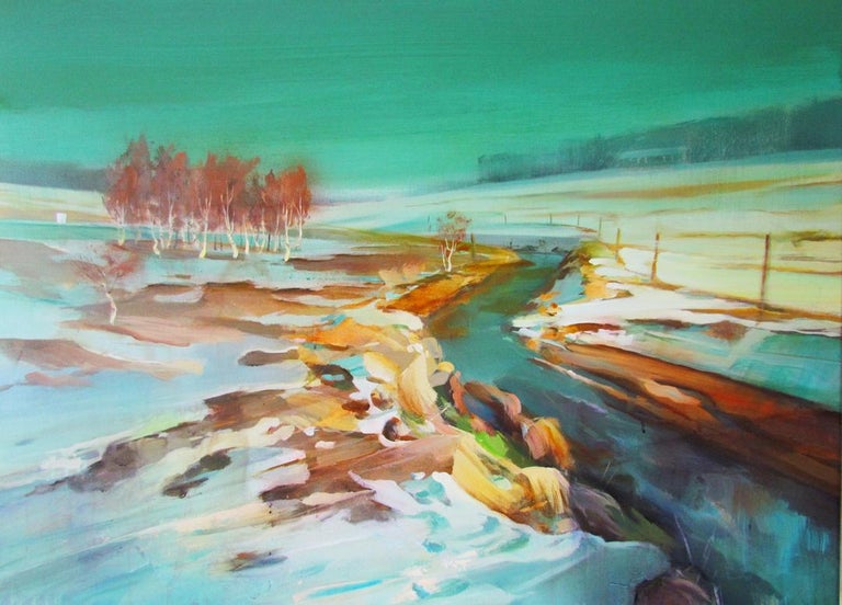 Peter Pauko Winter Land Iii Contemporary Acrylic Peter Pauko Winter Land Iii Contemporary Acrylic Landscape Painting On Canvas