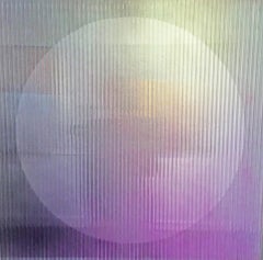 Evensong - geometric abstract mixed media artwork polycarbonate and thread