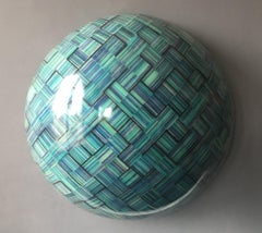Orbitation in Blue - contemporary polypropylene luminous sculpture half sphere 