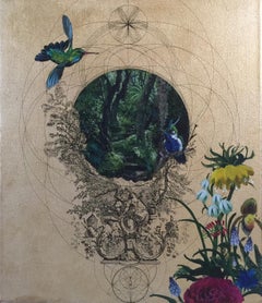 Emas 7 - contemporary collaborative decorative ornamental gold acrylic painting