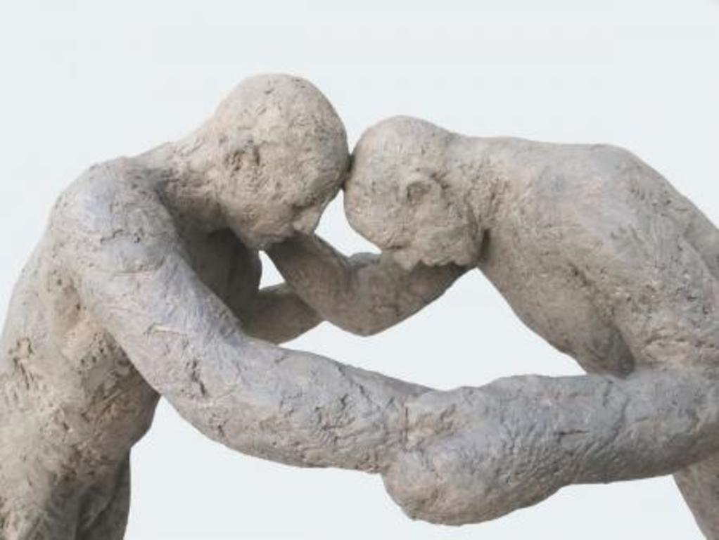 The Wrestlers - jesmonite and earth pigment contemporary figurative sculpture - Sculpture by Manny Woodard