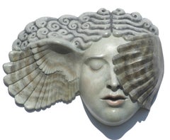 Hypnia (Sleep) - sculpture murale contemporaine de visage grec ancien mythologique