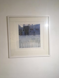 Split Shadow - illustrative blue cityscape architecture watercolor paper