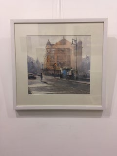 Cambridge Circus - contemporary cityscape architecture watercolor on paper