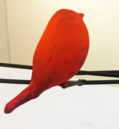 Chim - contemporanea, scultura animale, bronzo, patina e ferro, 21° secolo.