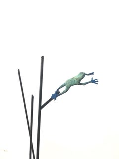 Dardo I - contemporáneo, escultura animal, bronce, pátina y hierro, s. XXI.