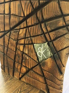 Cracked Block - Wood sculpture, Scorched Devon Douglas Fir
