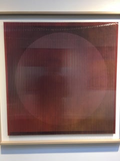 Temperate - geometric abstract mixed media artwork: polycarbonate, thread, ink