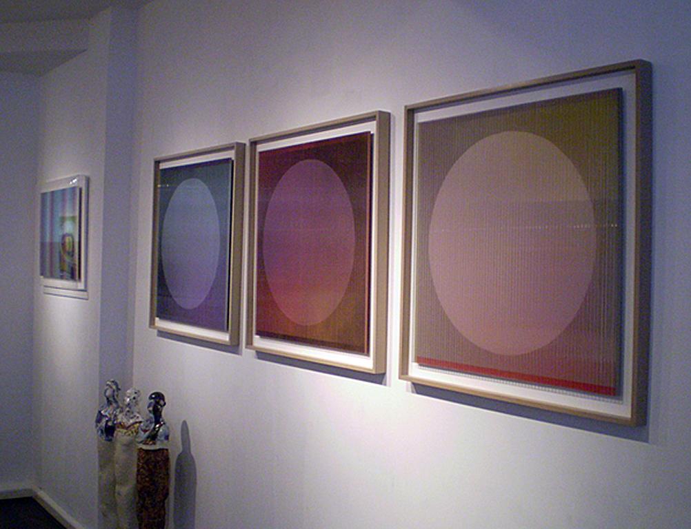 Oceano - opera d'arte geometrica astratta a tecnica mista, policarbonato, filo e acrilico in vendita 1