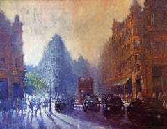 Sunny Day Knightsbridge - contemporary impressionist colourful London cityscape