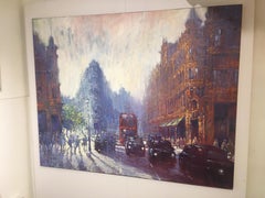 Sunny Day Knightsbridge - contemporary impressionist colourful London cityscape