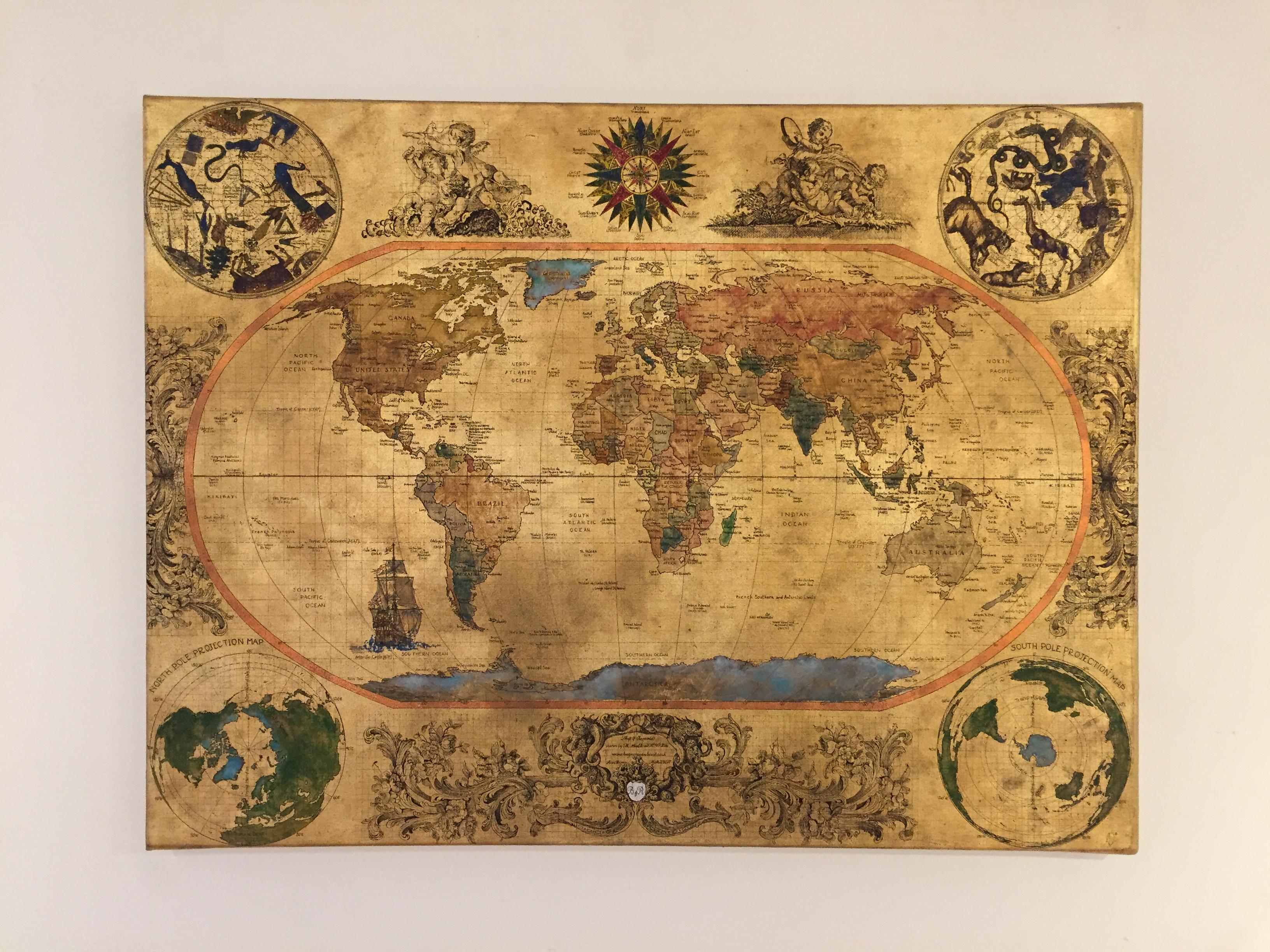 Mappa Mundi 2 - Painting by Marco Araldi
