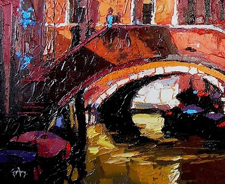 Pink Bridge - Painting by Alex Bertaina