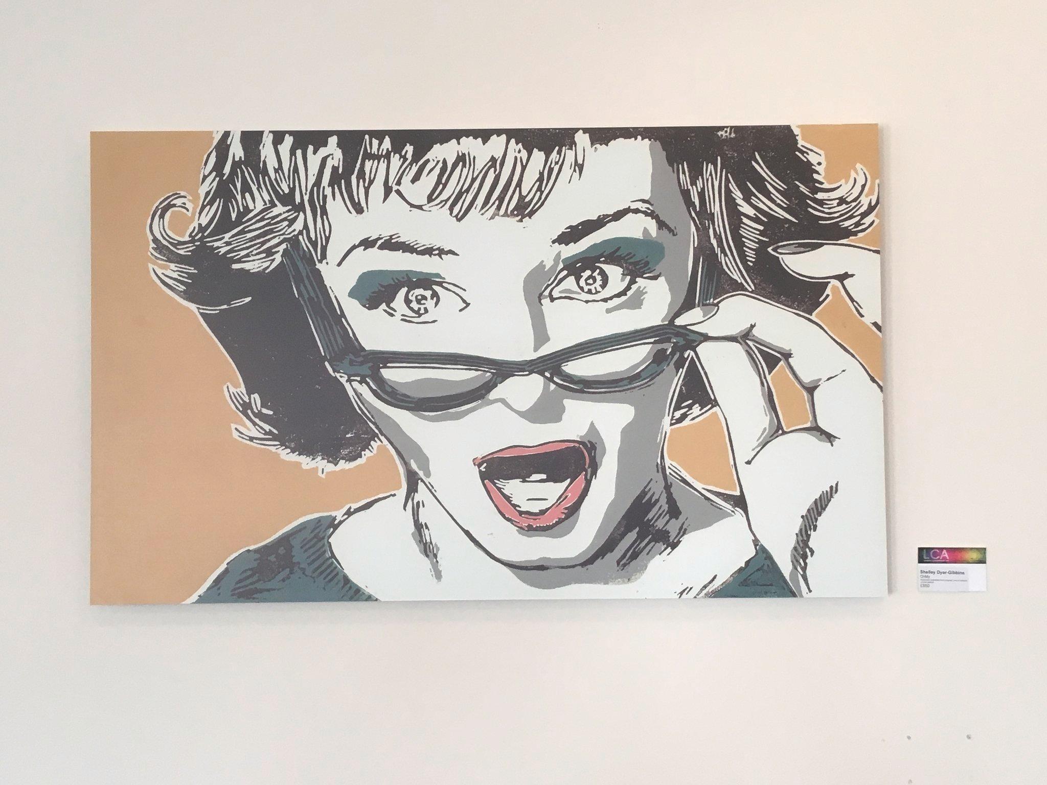 Oh My! - figurative woman face surprise glasses colourful print aluminium - Print by Shelley Dyer-Gibbins