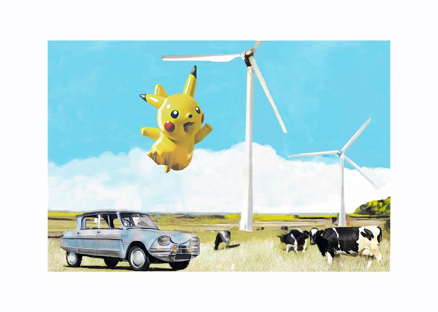 The Ruralist vs Pokemon - contemporary digital print pokemon ipad sketch framed