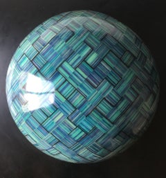 Orbitation in Blue - contemporary polypropylene luminous sculpture half sphere