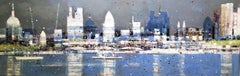 Thames 8 - contemporary London view cityscape expressive oil board