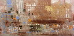 Aix Cafe - paisaje urbano abstracto contemporáneo café pintura al óleo tabla