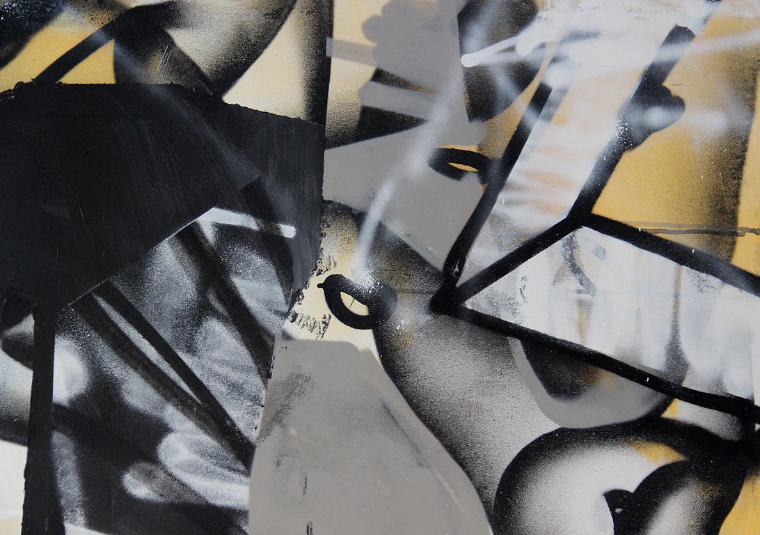 Cut Ups - pittura contemporanea a tecnica mista con graffiti astratti e colorati in vendita 1