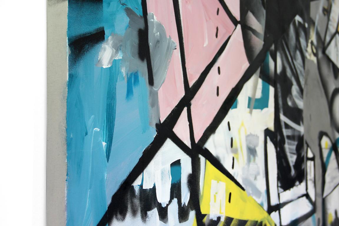 Cut Ups - pittura contemporanea a tecnica mista con graffiti astratti e colorati - Painting Astratto di Brad Waters