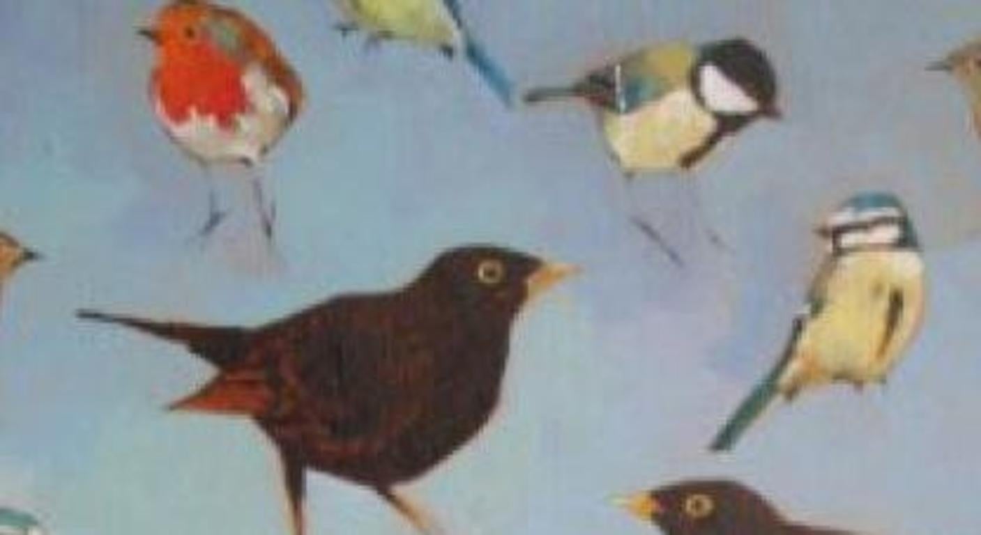 Oiseaux de jardin - peinture acrylique sur toile contemporaine d'oiseaux de jardin britanniques. - Contemporain Painting par Christopher Rainham