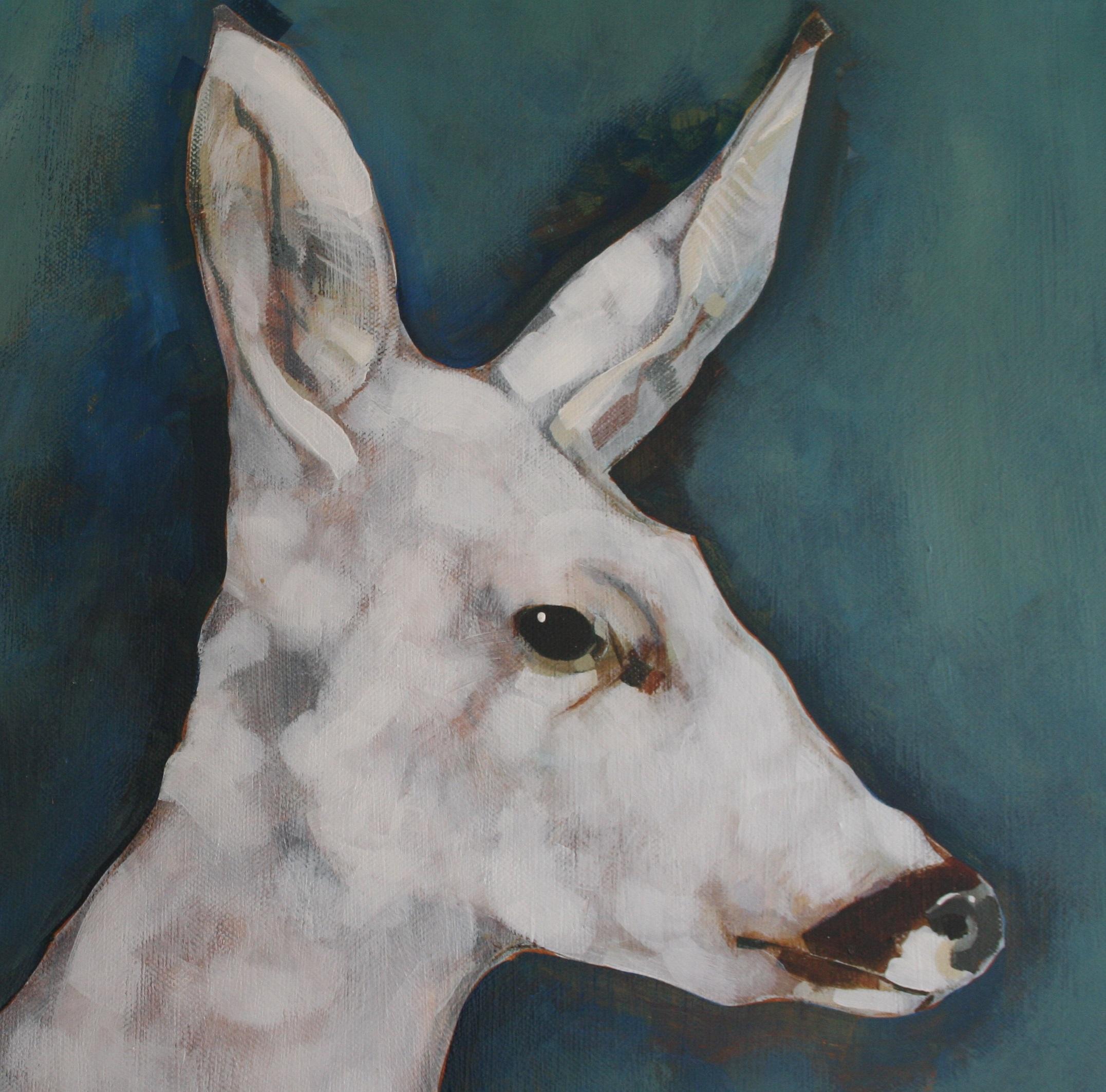The White Hart - contemporary nature animal acrylic painting - Painting by Christopher Rainham