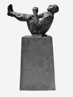 Une pièce de ciel - sculpture figurative contemporaine en bronze et résine graphite