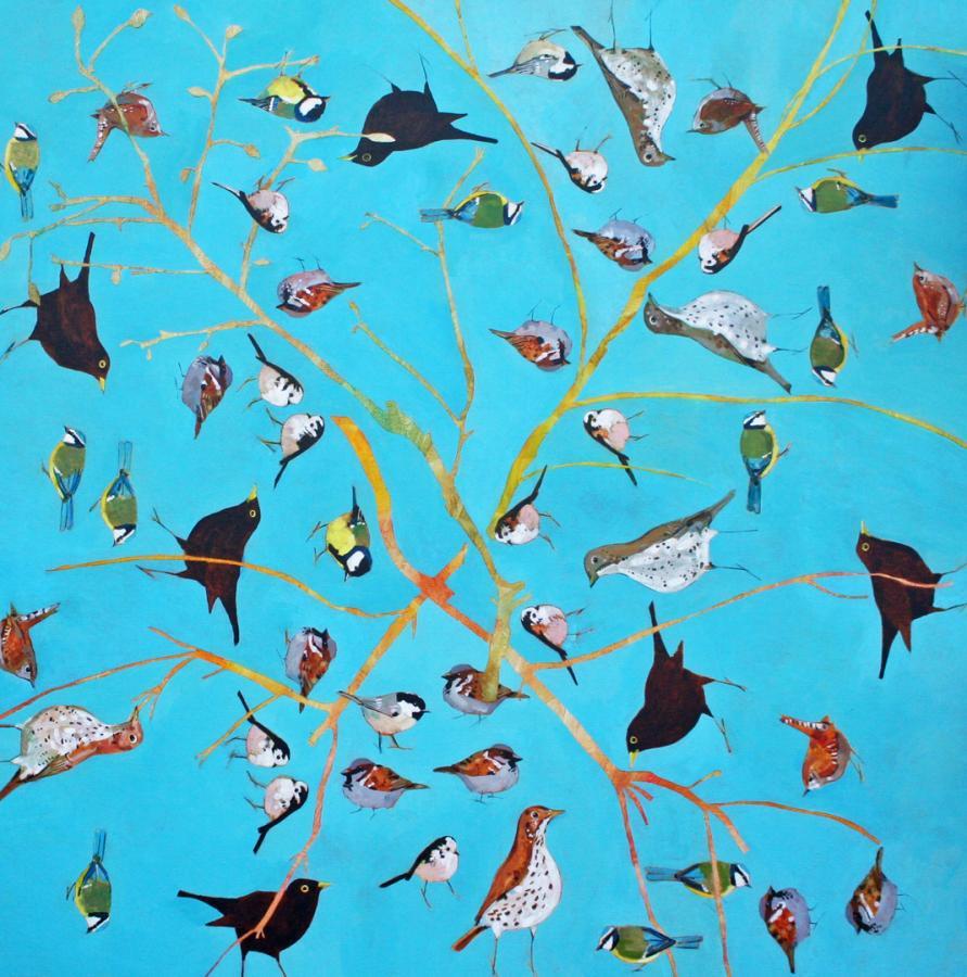 As Also Are Those That Heard - contemporary birds nature acrylic painting canvas - Painting by Christopher Rainham