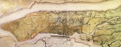 Sacred City, New York - contemporary New York Manhattan map gold leaf ink print