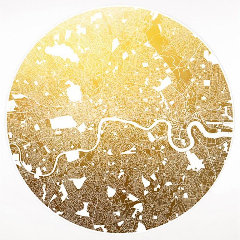 Gold Mappa Mundi London, white - contemporary gold foil London map print