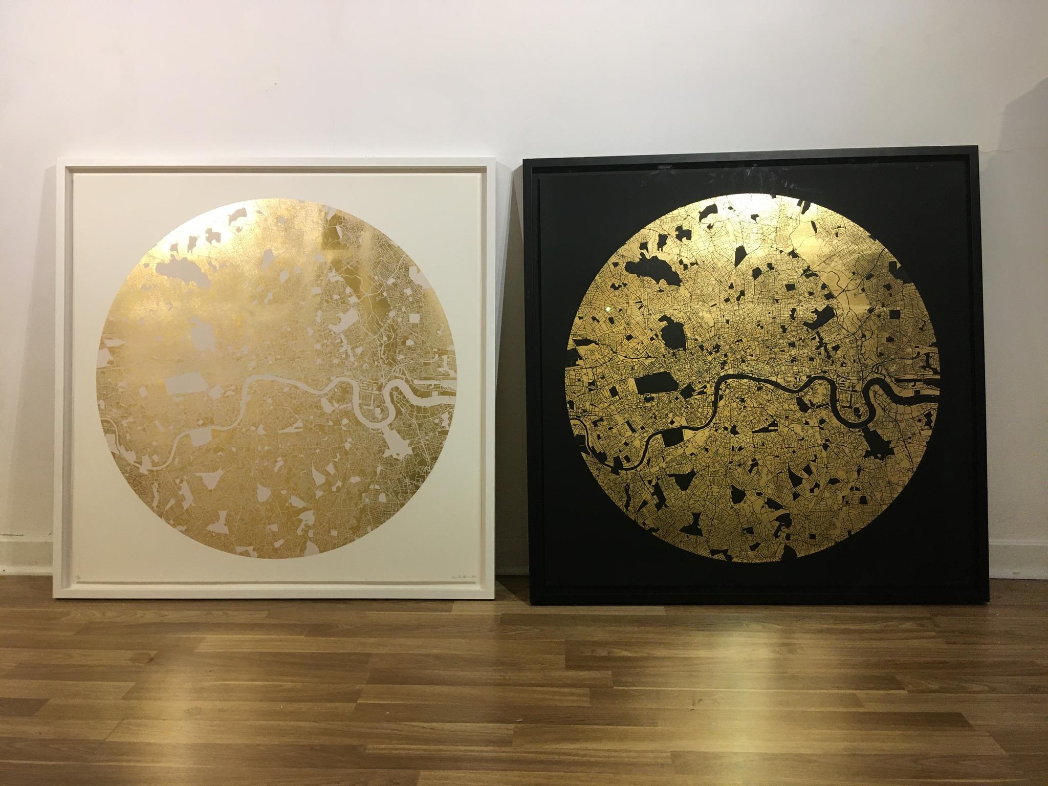 Gold Mappa Mundi London, white - contemporary gold foil London map print For Sale 4