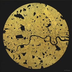 Gold Mappa Mundi London, black - contemporary gold foil London map print 