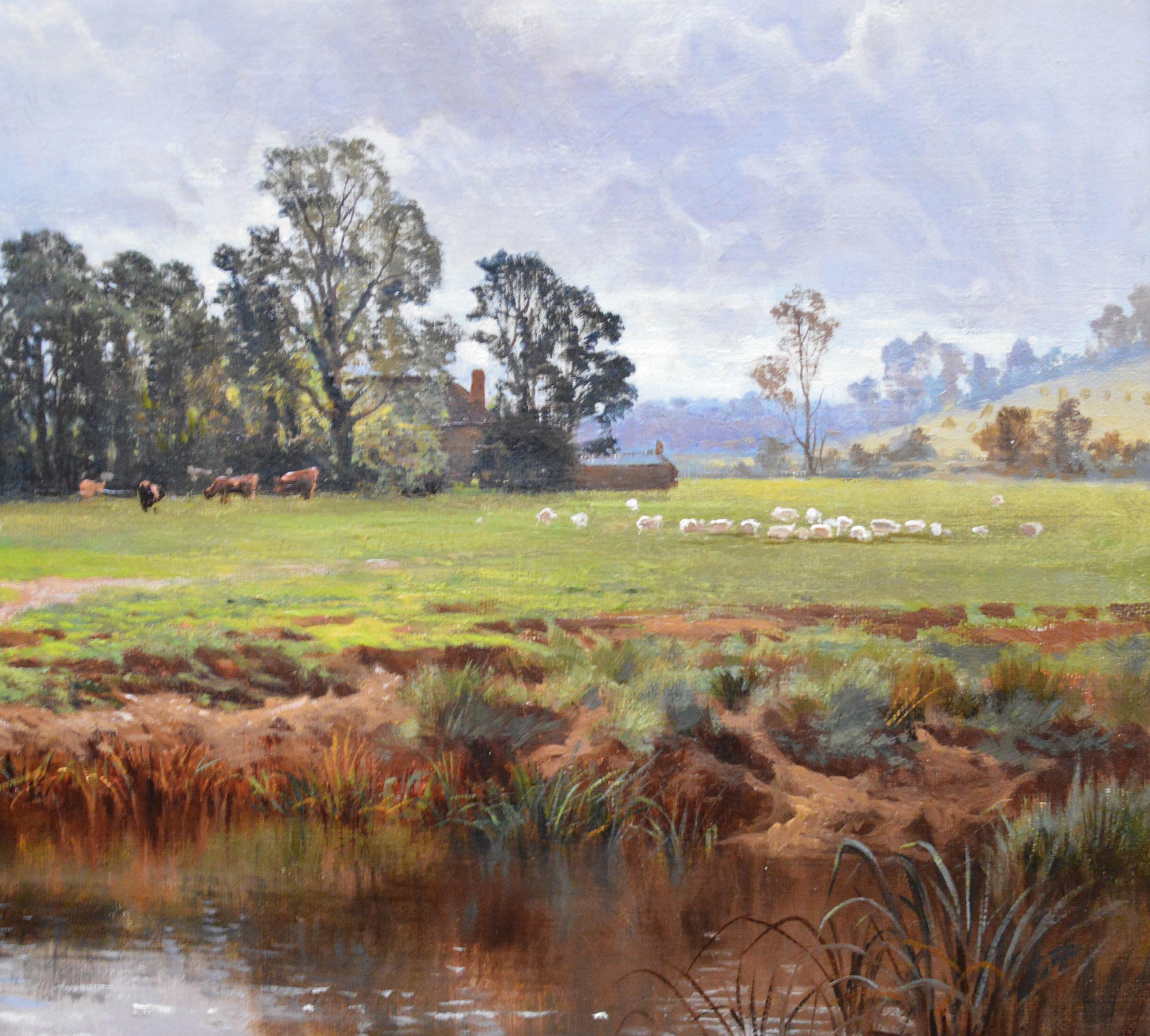 In the Valley of the Taw, Devon - 19th Century English Landscape Oil Painting 1
