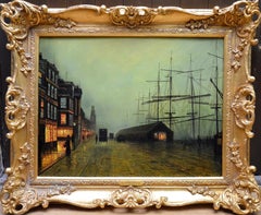 Glasgow Docks - Moonlight Nocturne Landscape - Pupil of Atkinson Grimshaw