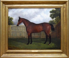 Cardinal - Peinture à l'huile du milieu du 19ème siècle - Portrait d'équitation anglaise de pur-sang