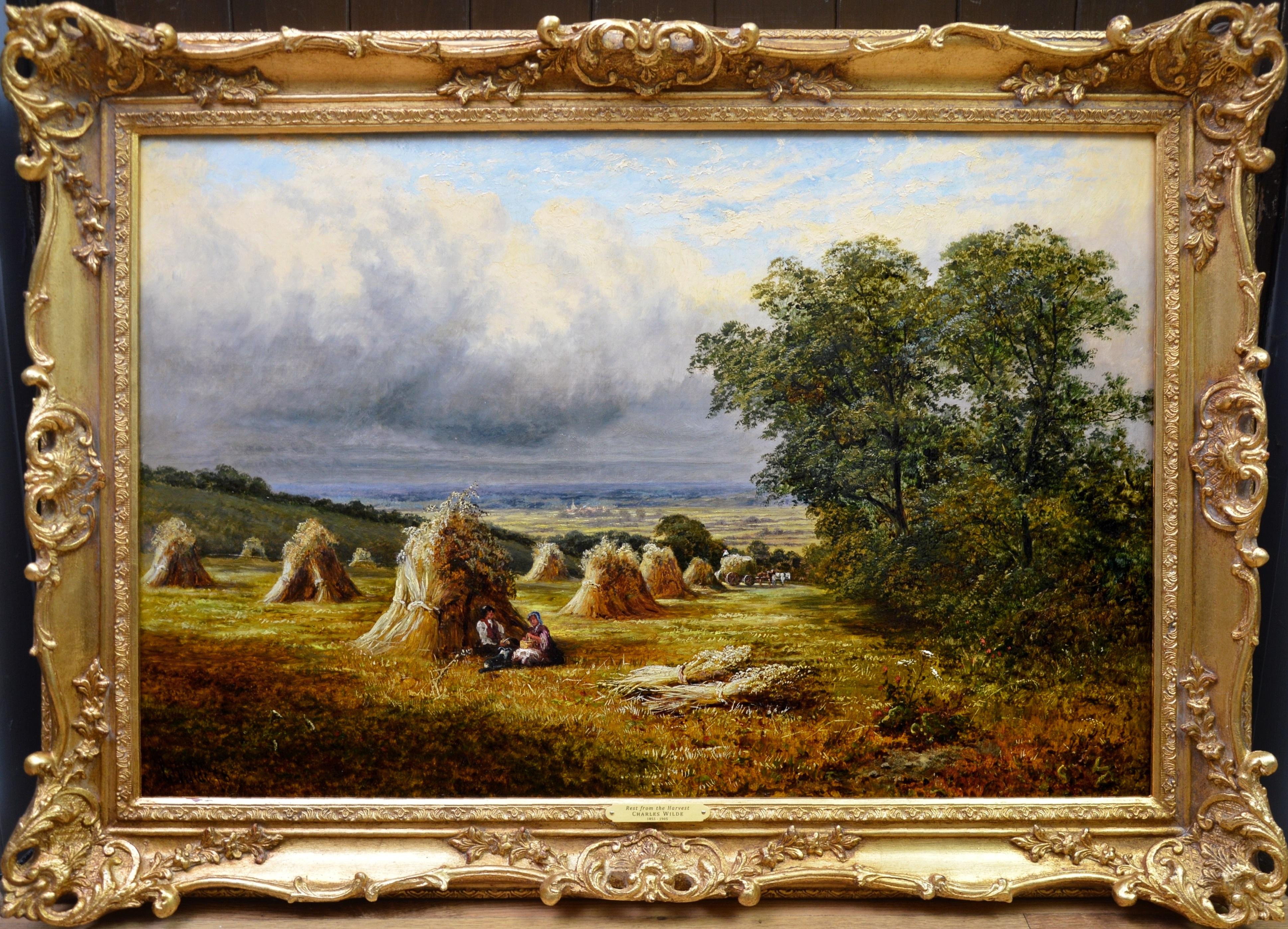 Charles Wilde Landscape Painting - View from Barton Hills - 19th Century English Summer Landscape Oil Painting