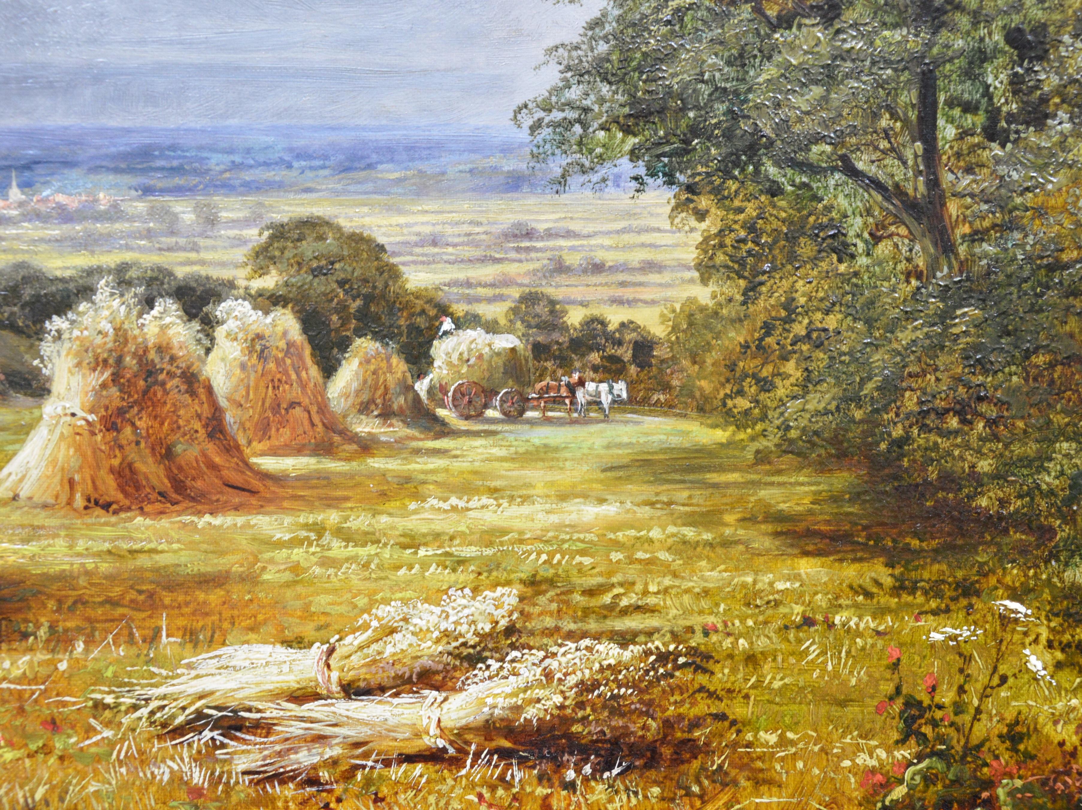 View from Barton Hills - 19th Century English Summer Landscape Oil Painting - Brown Landscape Painting by Charles Wilde