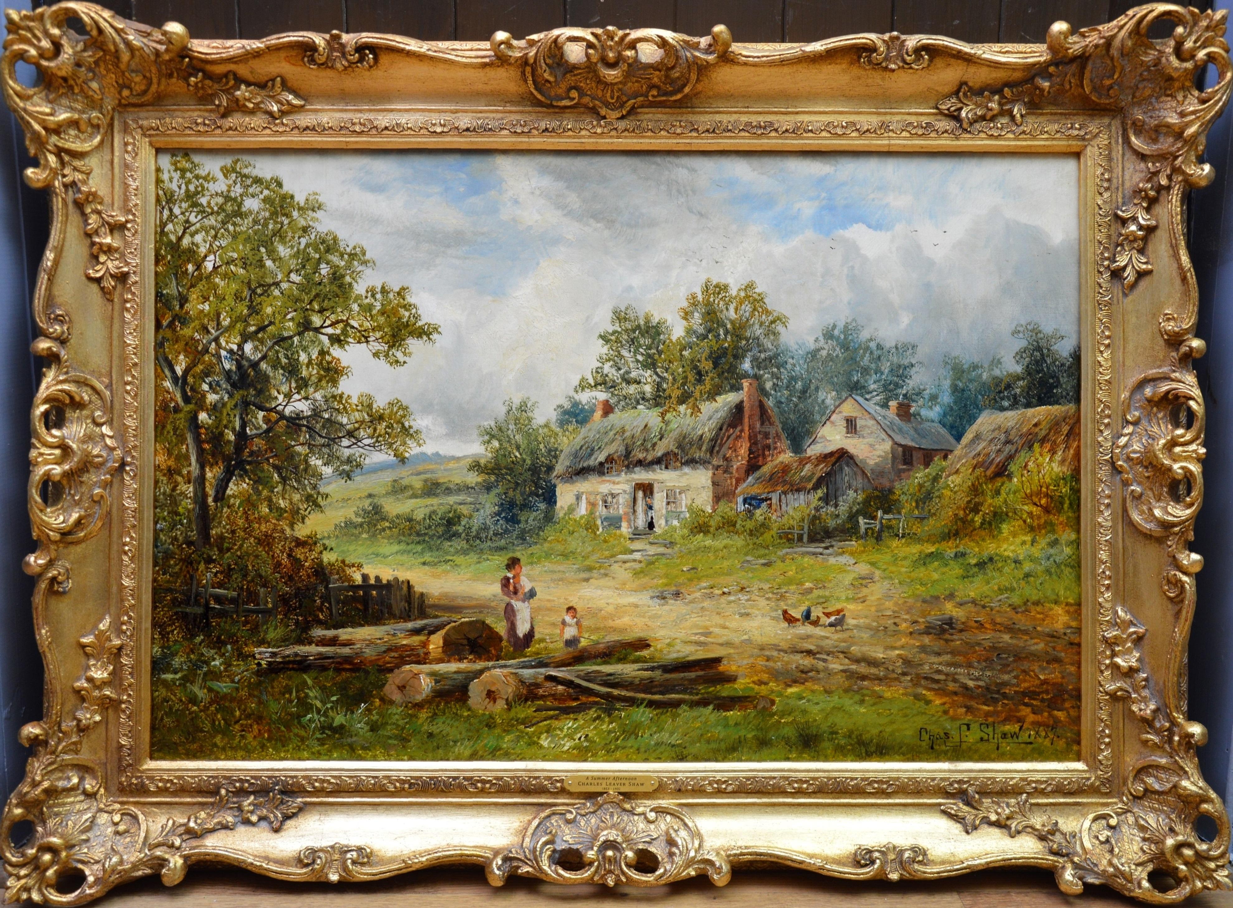 Charles Leaver Shaw Figurative Painting - A Summer Afternoon - 19th Century English Victorian Landscape Oil Painting